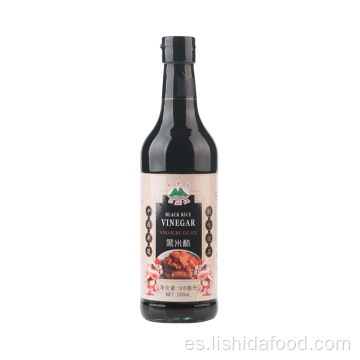 Botella de vidrio de 500 ml de vinagre de arroz negro